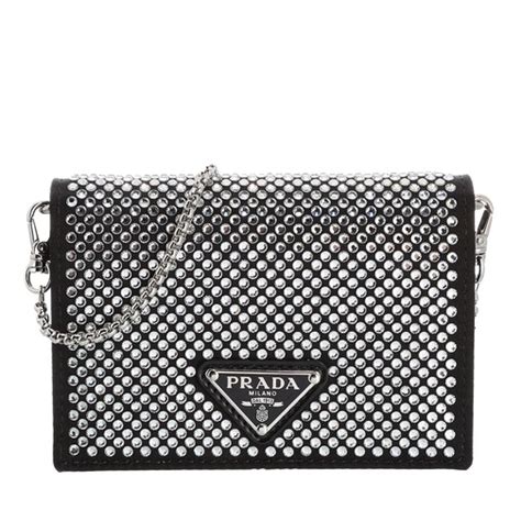 prada logo chain strap card holder|prada wallet logo.